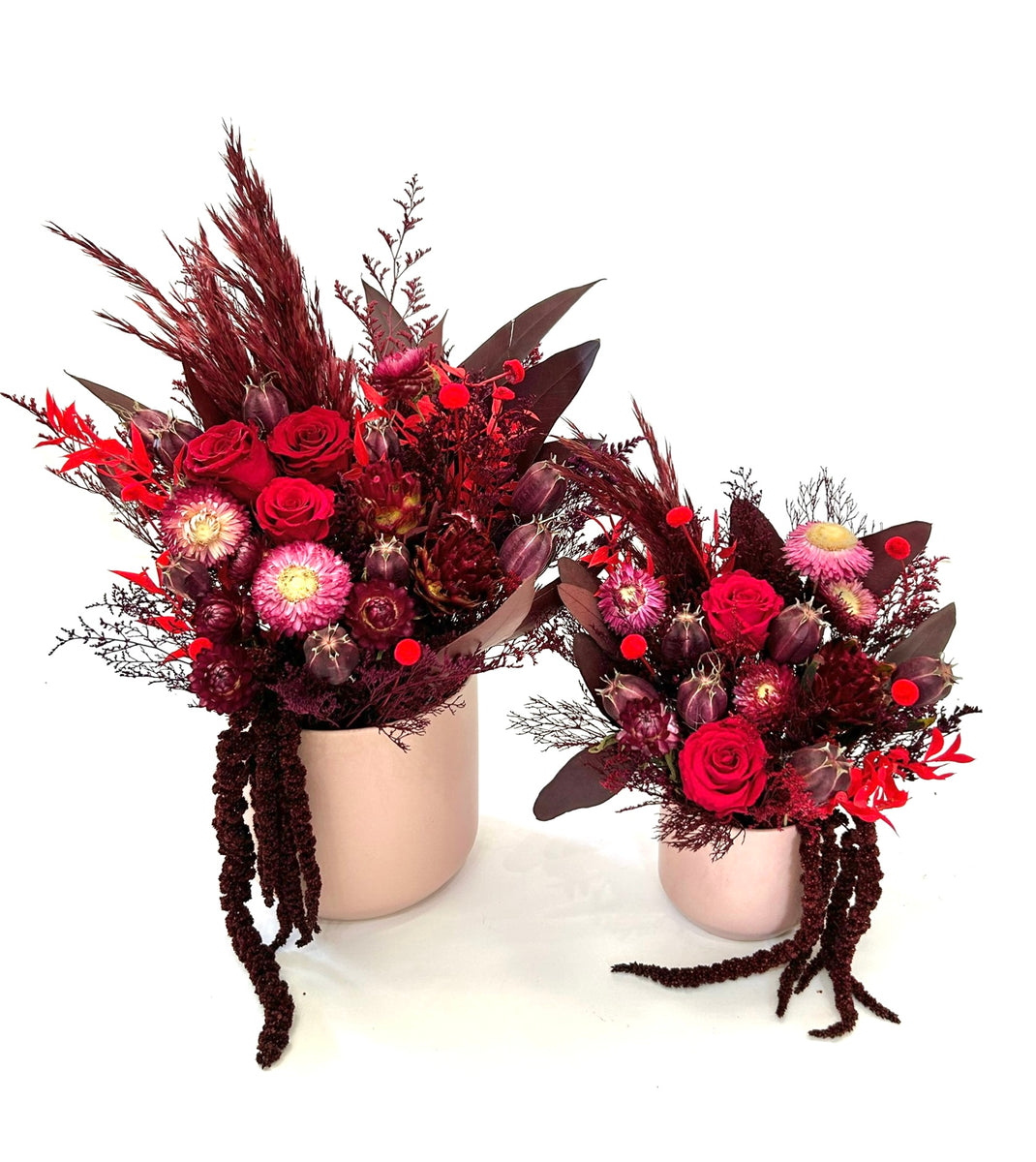 burgundy succulent bouquet Red Velvet Dried Floral Arrangement – Baton Rouge Succulent Co