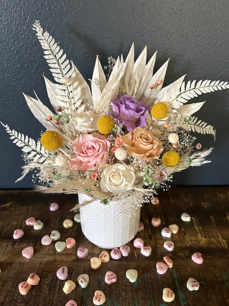 Candy Hearts Dried Floral Arrangement