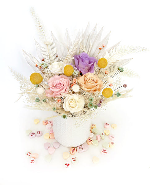 Candy Hearts Dried Floral Arrangement