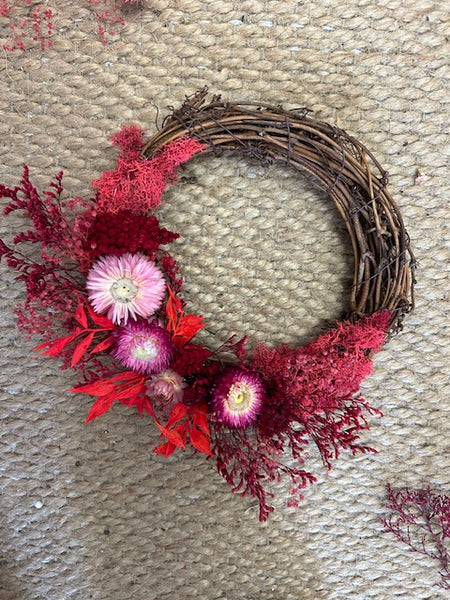 Valentine's Dried Floral Wreath (and wine!) Workshop 01/15/26