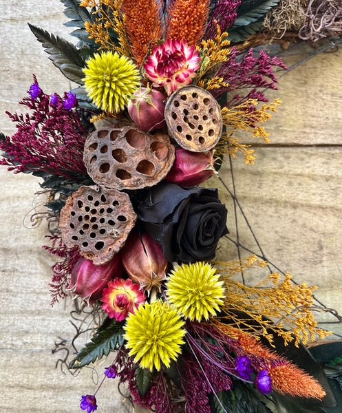 Midnight in the Garden Dried Floral Wreath