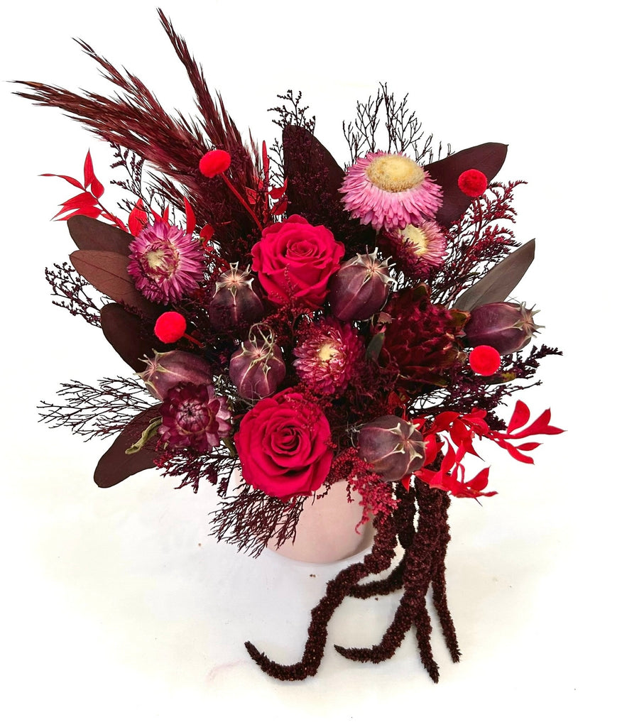 burgundy valentine succulent Red Velvet Dried Floral Arrangement – Baton Rouge Succulent Co