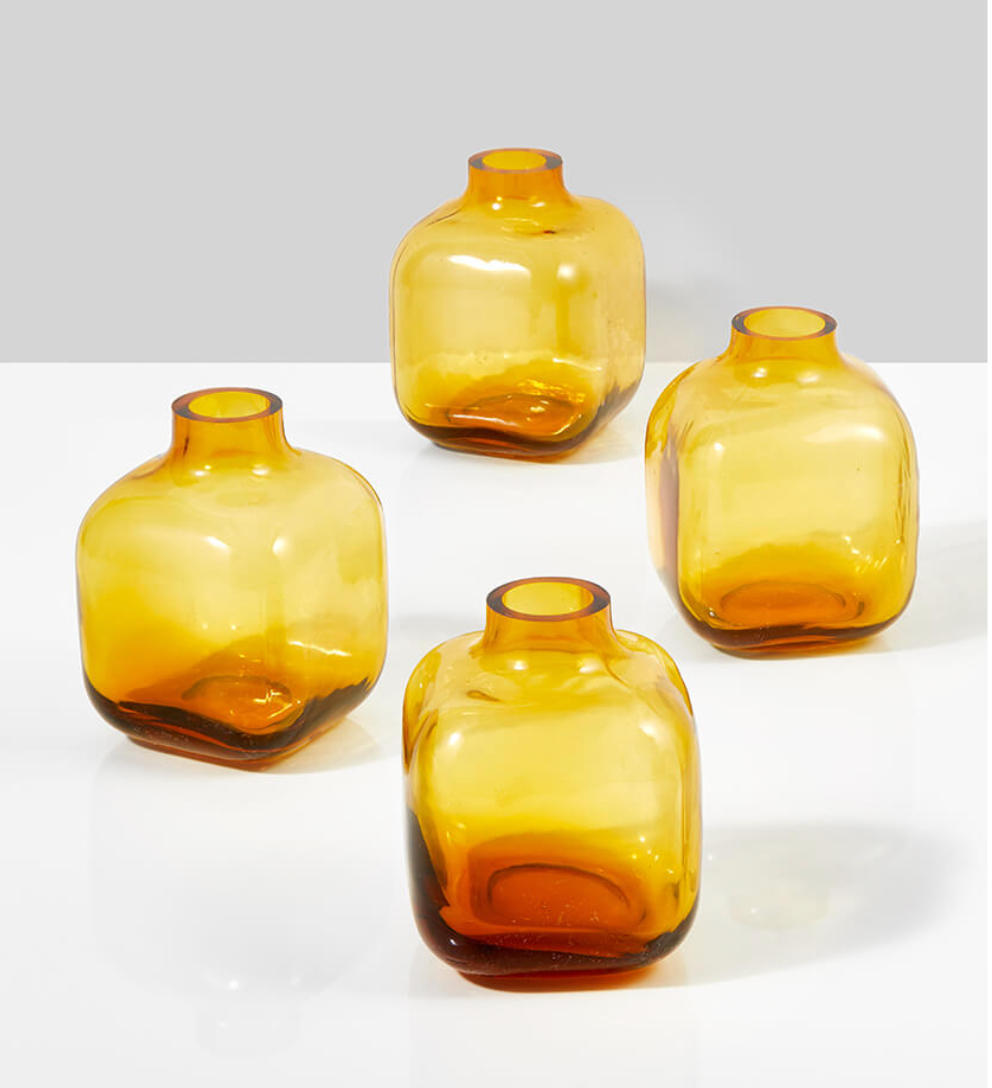 Square Amber Glass Bud Vase