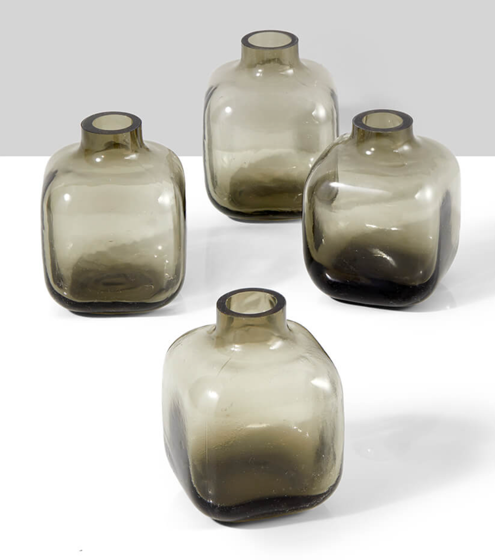 Smokey Square Glass Bud Vase