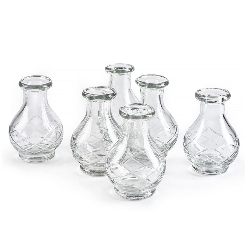 Engraved Clear Glass Bud Vase