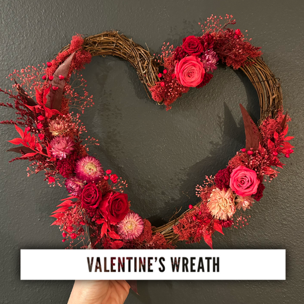 Valentine's Dried Floral Wreath (and wine!) Workshop 01/15/26