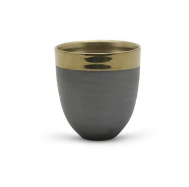Grey with Gold Rimmed Planter